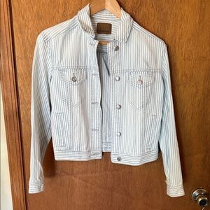 Jean jacket by American Eagle Outfitters Blue/White Striped